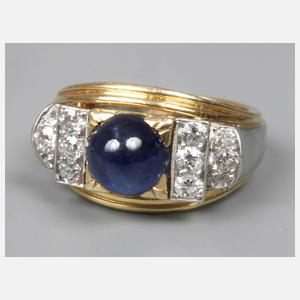 Damenring mit Saphir und Brillanten