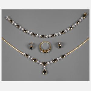 Schmuckset mit Saphiren und Brillanten
