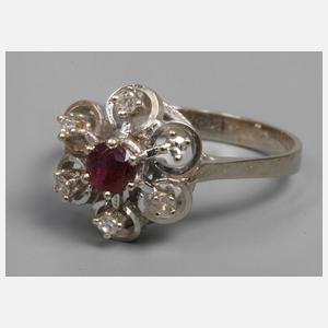 Damenring mit Rubin und Diamanten