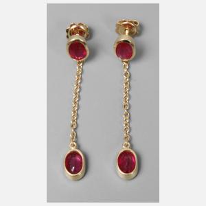 Paar Ohrhänger mit Rubinen