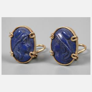 Paar Ohrstecker mit Lapislazulikameen