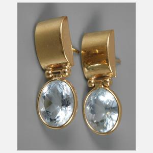 Paar Ohrringe mit Aquamarinen