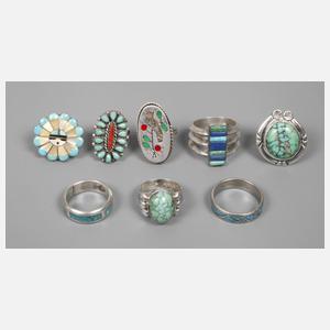 Konvolut Ringe mit Türkisen