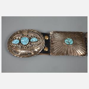Aufwendiger Silbergürtel mit Türkisen