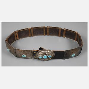 Aufwendiger Silbergürtel mit Türkisen