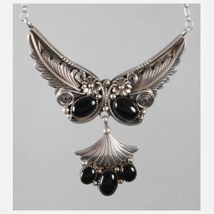 Silbercollier mit Onyxen