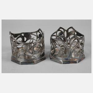 Zwei Flaschenhalter Imperialzinn