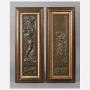 Zwei Eisengussreliefs