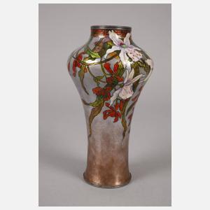 Limoges Silbervase mit Email