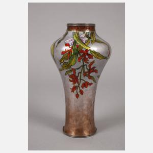 Limoges Silbervase mit Email