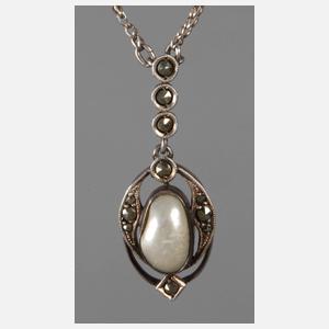 Collier mit Markasiten und Perle