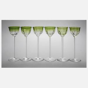 Koloman Moser attr. sechs Likörgläser Meteor