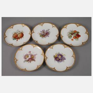 KPM Berlin fünf Teller mit Weichmalerei