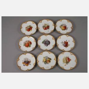 KPM Berlin neun Obstteller mit Weichmalerei