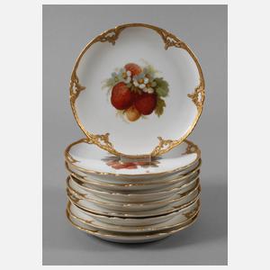 KPM Berlin neun Obstteller mit Weichmalerei