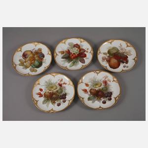 KPM Berlin fünf Obstteller mit Weichmalerei