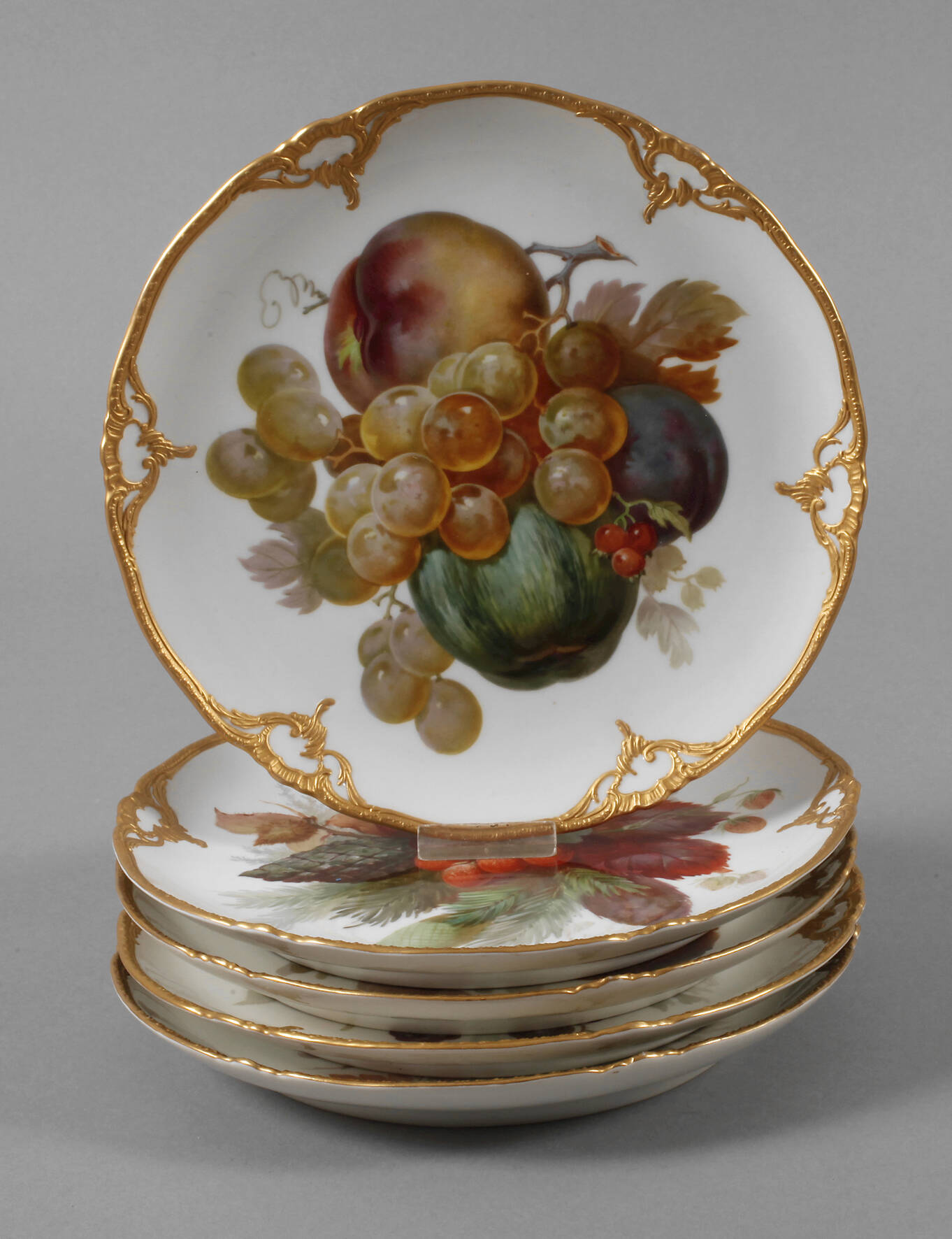 KPM Berlin fünf Obstteller mit Weichmalerei