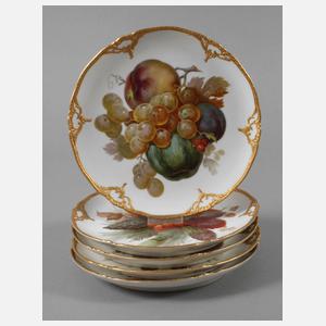 KPM Berlin fünf Obstteller mit Weichmalerei