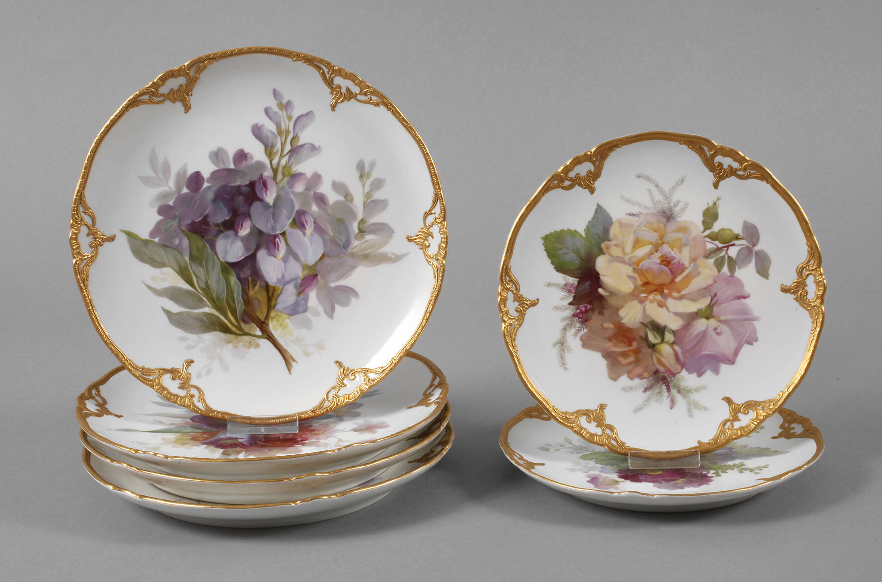 KPM Berlin sechs Teller mit Weichmalerei