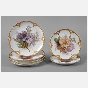 KPM Berlin sechs Teller mit Weichmalerei