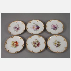KPM Berlin sechs Teller mit Weichmalerei