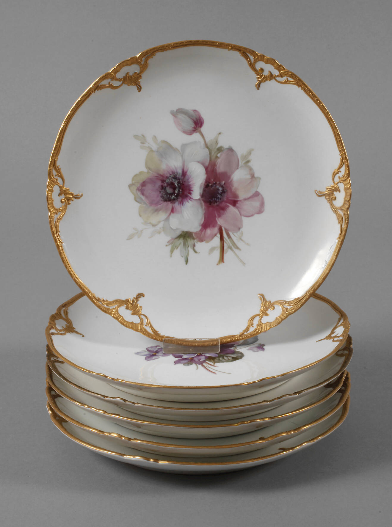 KPM Berlin sechs Teller mit Weichmalerei