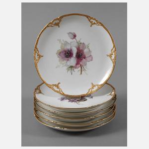 KPM Berlin sechs Teller mit Weichmalerei