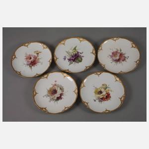 KPM Berlin fünfzehn Teller mit Weichmalerei