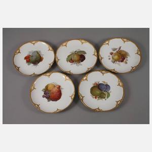 KPM Berlin fünfzehn Obstteller mit Weichmalerei