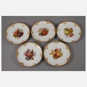 KPM Berlin fünfzehn Obstteller mit Weichmalerei