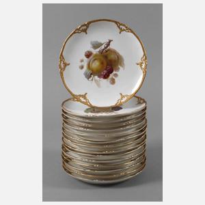 KPM Berlin fünfzehn Obstteller mit Weichmalerei