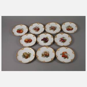 KPM Berlin zehn Obstteller mit Weichmalerei