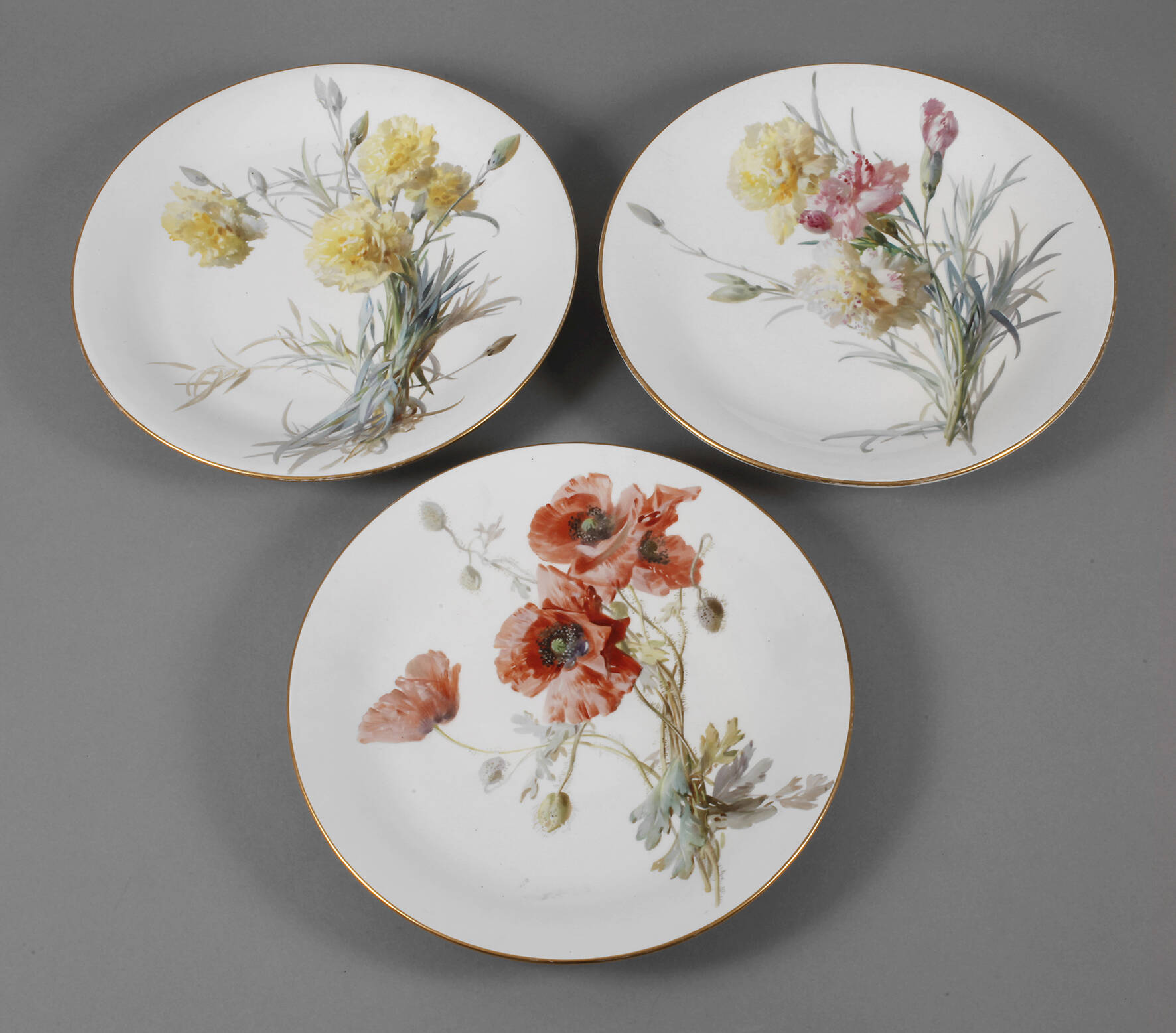 Meissen drei große Wandteller mit Weichmalerei