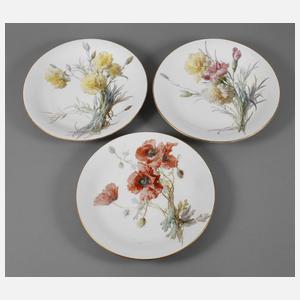 Meissen drei große Wandteller mit Weichmalerei
