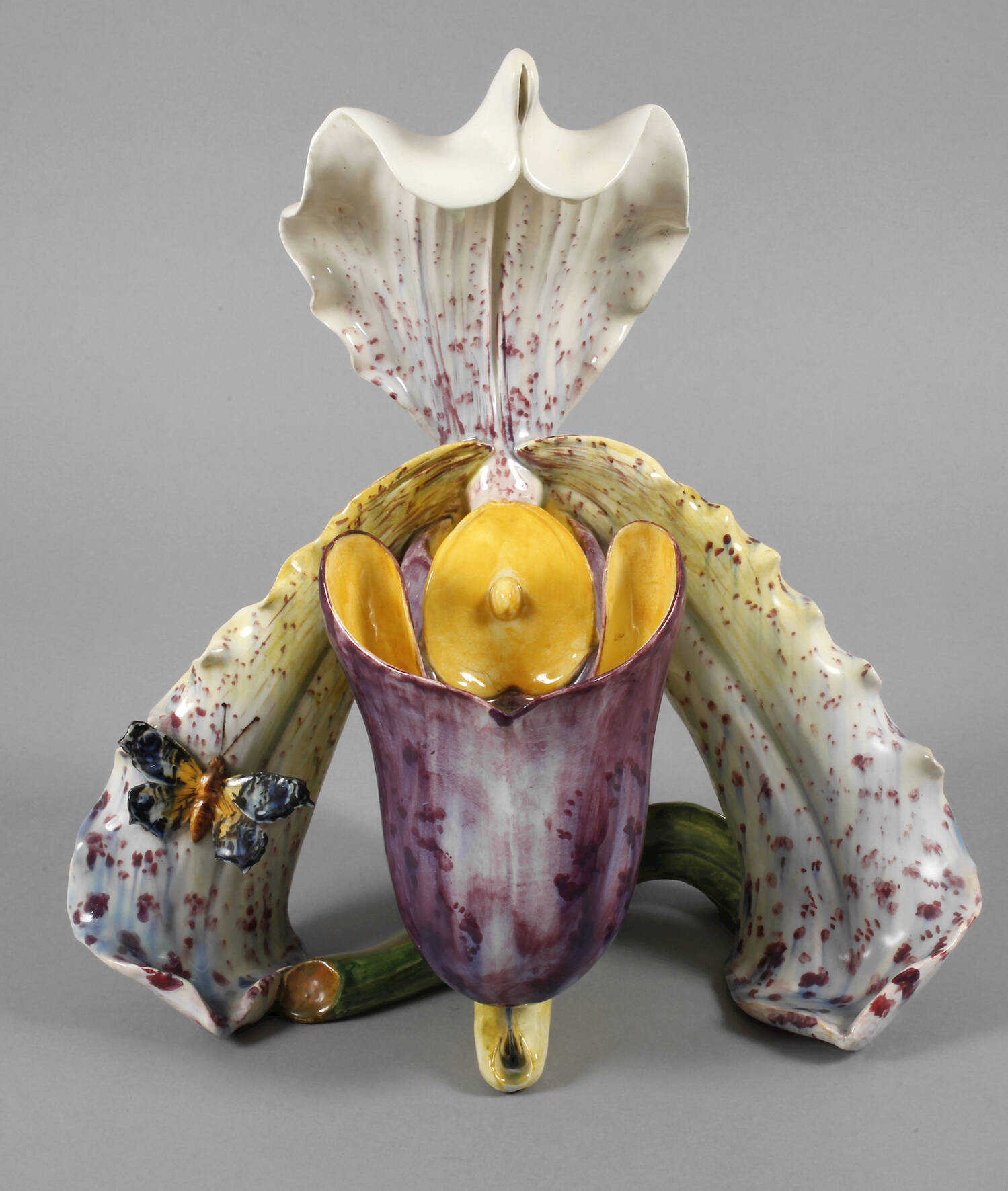 Massier große Blütenvase mit Schmetterling