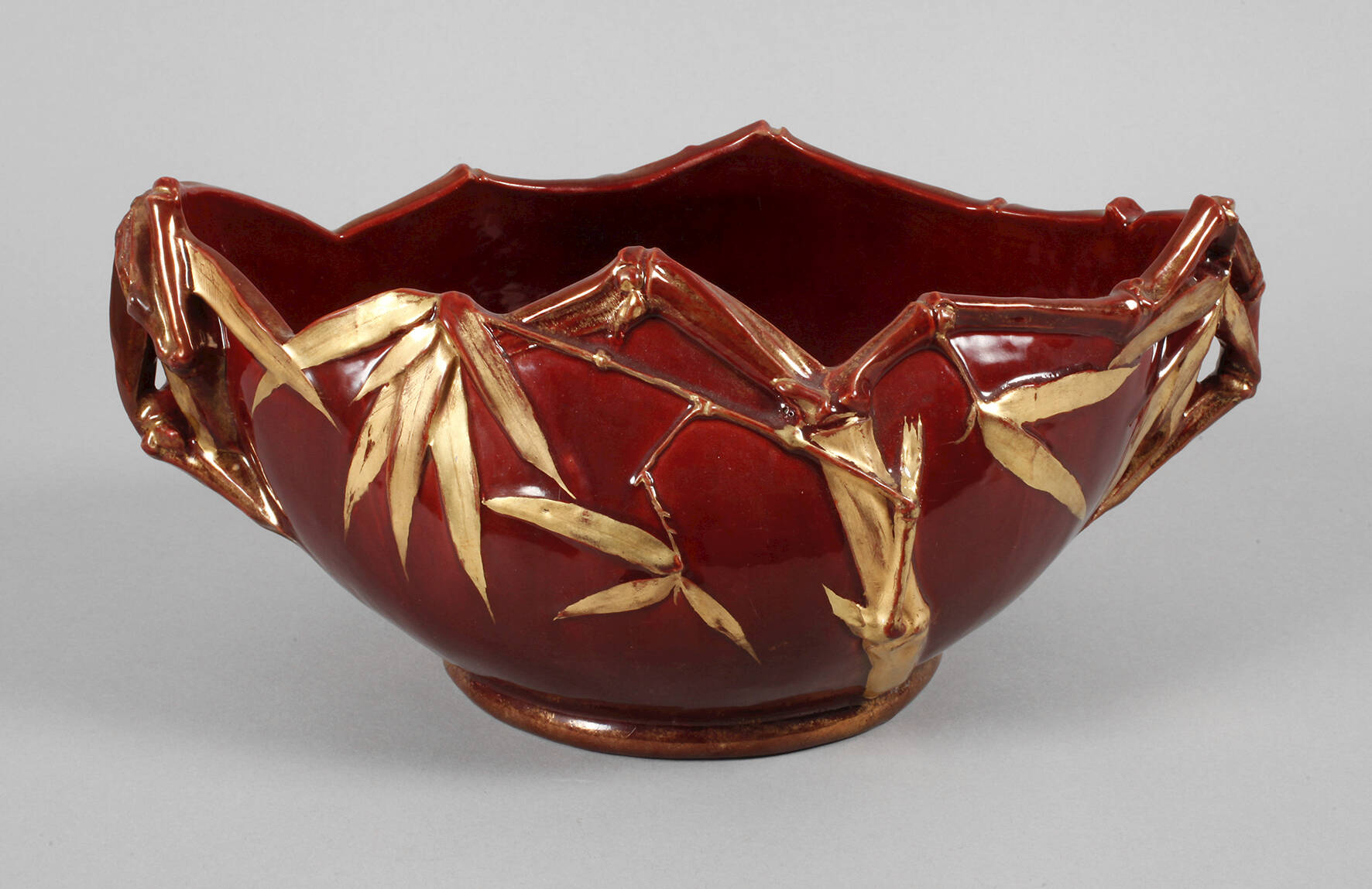 Clément Massier Jardiniere Bambusdekor