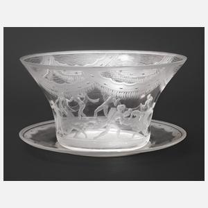 Orrefors Schale mit Figurenfries