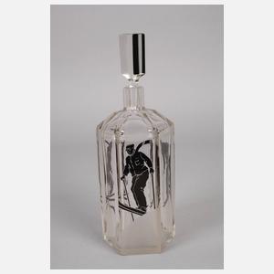 Art déco Karaffe mit Skifahrern