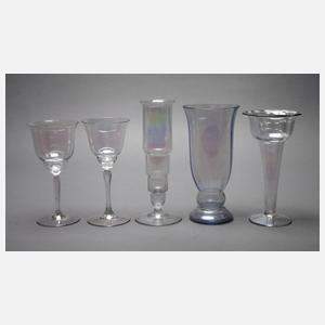 Fünf Teile Musselinglas