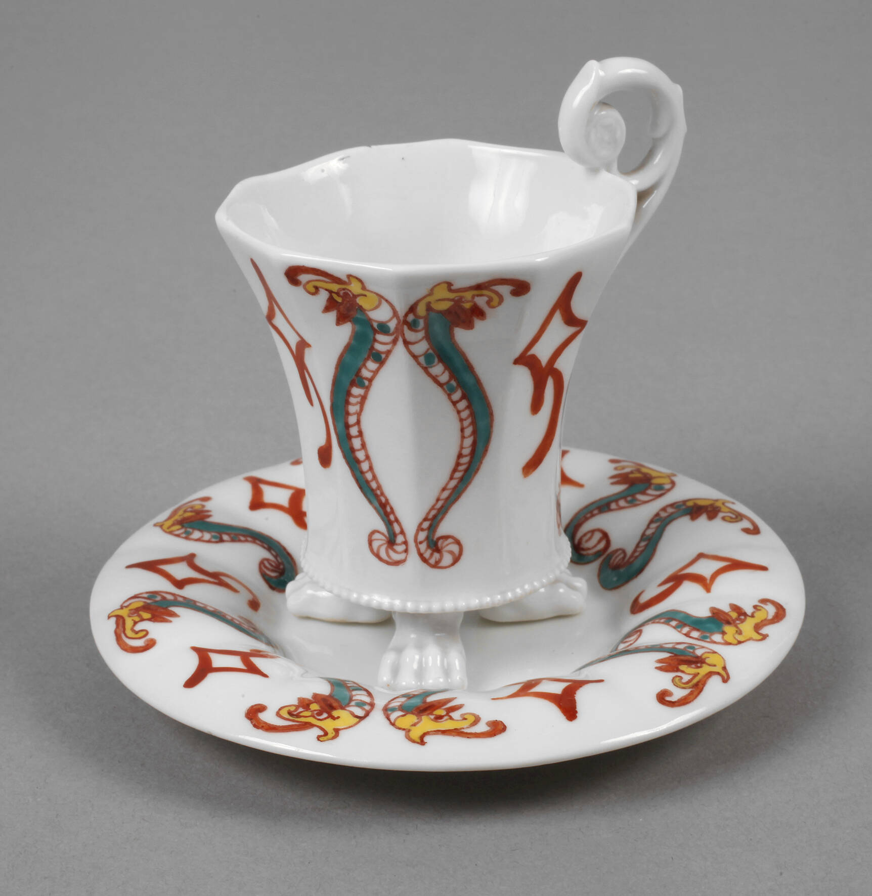 KPM Berlin Mokkatasse Hausmalerei