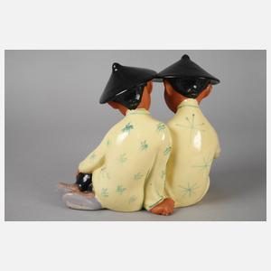 Gmundner Keramik paar lesende Asiaten