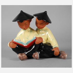 Gmundner Keramik paar lesende Asiaten