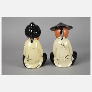 Gmundner Keramik paar asiatische Figuren