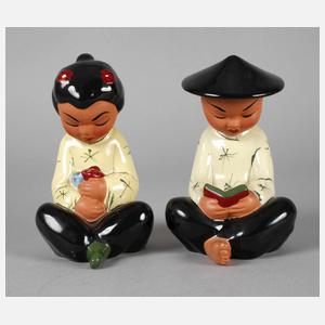 Gmundner Keramik paar asiatische Figuren