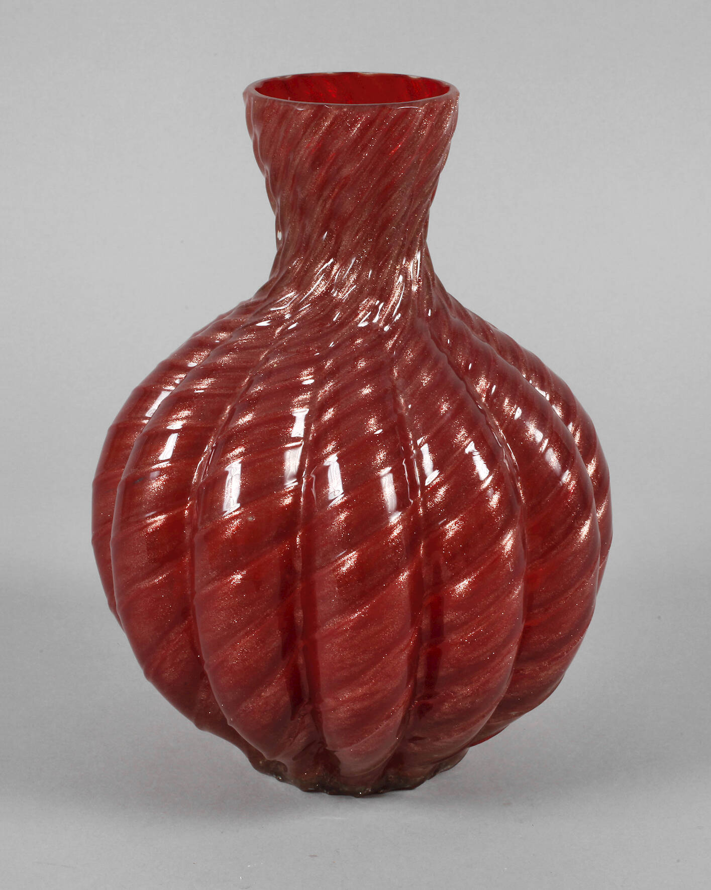 Murano große Kugelvase mit starken Rippen