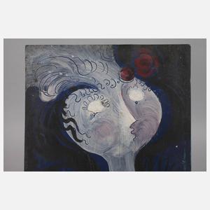 Porzellanbild Dame mit Federbausch