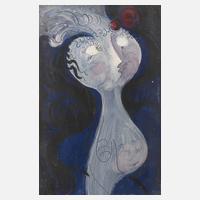 Porzellanbild Dame mit Federbausch111