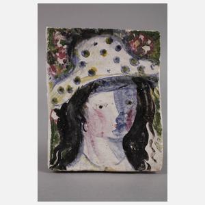 Fliesenbild Frau mit Hut