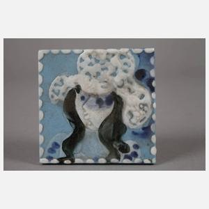 Meissen kleine Bildplatte Frau mit Hut