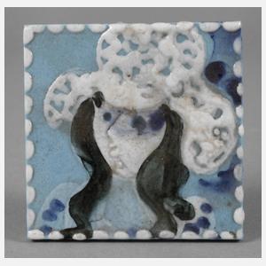 Meissen kleine Bildplatte Frau mit Hut